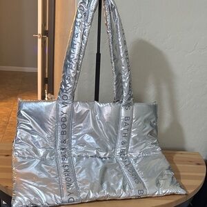 NWT B&BW Silver Quilted Tote Bag